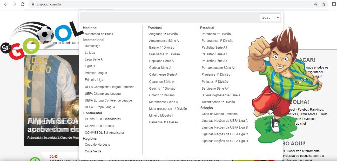  Outros campeonatos serão adicionados no menu do Sr. Goool ao longo da temporada 2023!