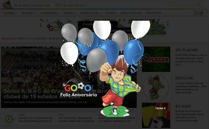  Sr. Goool completa dez anos no ar com estatísticas e curiosidades do futebol!