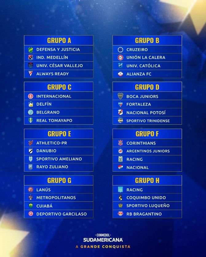  Apenas um dos oito grupos da Sul-americana não terá clube brasileiro!