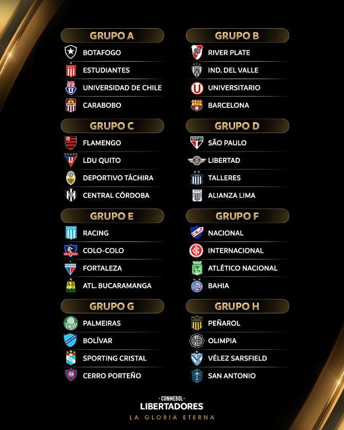  Confira todos os grupos da Libertadores 2025!