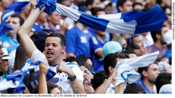  Maior público do Cruzeiro no Brasileirão 2013 foi diante do Grêmio!