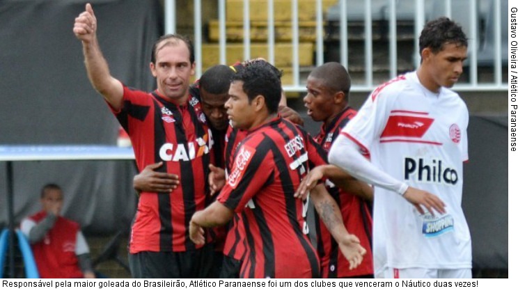  Responsável pela maior goleada do Brasileirão, Atlético Paranaense foi um dos clubes que venceram o Náutico duas vezes!
