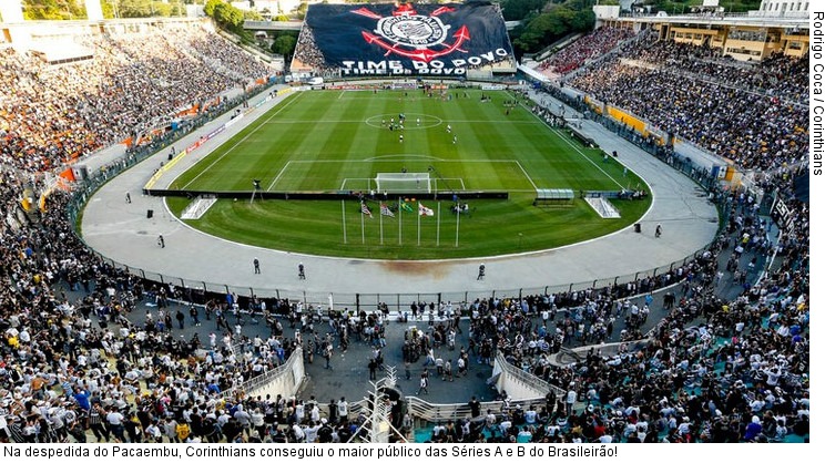  Na despedida do Pacaembu, Corinthians conseguiu o maior público das Séries A e B do Brasileirão!