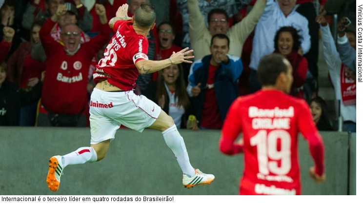  Internacional é o terceiro líder em quatro rodadas do Brasileirão!