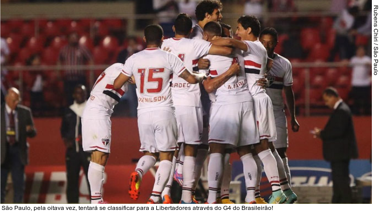  São Paulo, pela oitava vez, tentará se classificar para a Libertadores através do G4 do Brasileirão!