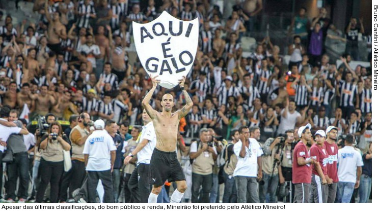  Apesar das últimas classificações, do bom público e renda, Mineirão foi preterido pelo Atlético Mineiro!