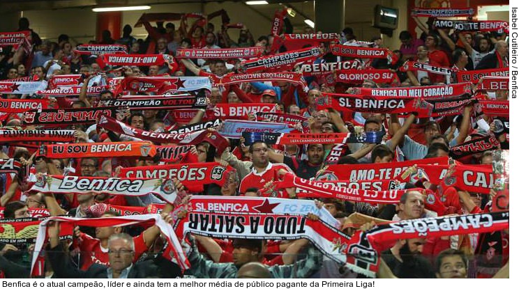  Benfica é o atual campeão, líder e ainda tem a melhor média de público pagante da Primeira Liga!