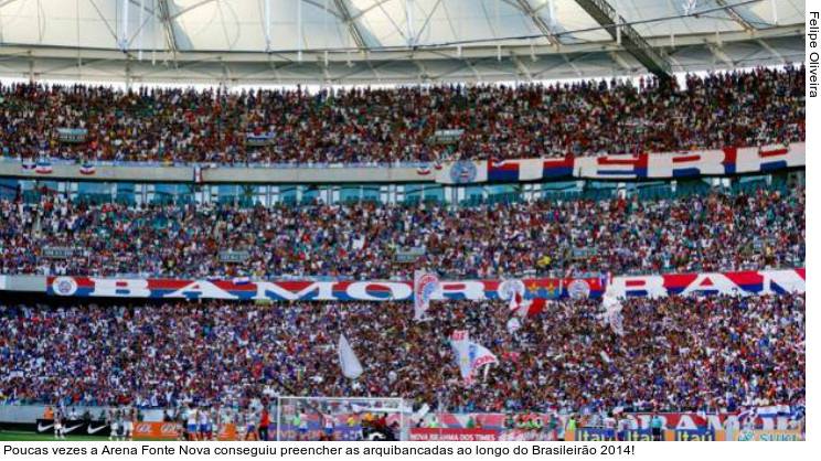  Poucas vezes a Arena Fonte Nova conseguiu preencher as arquibancadas ao longo do Brasileirão 2014!