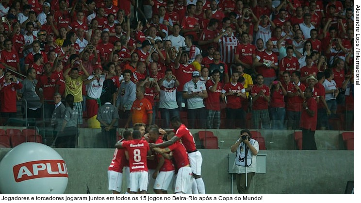  Jogadores e torcedores jogaram juntos em todos os 15 jogos no Beira-Rio após a Copa do Mundo!