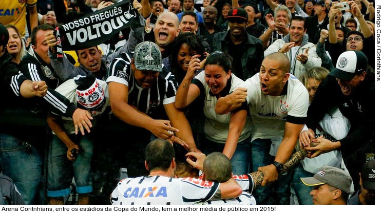  Arena Coritnhians, entre os estádios da Copa do Mundo, tem a melhor média de público em 2015!