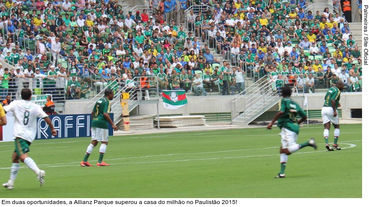  Em duas oportunidades, a Allianz Parque superou a casa do milhão no Paulistão 2015!