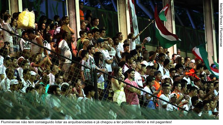  Fluminense não tem conseguido lotar as arquibancadas e já chegou a ter público inferior a mil pagantes!