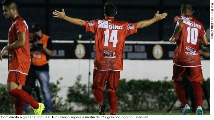  Com direito a goleada por 9 a 0, Rio Branco supera a média de três gols por jogo no Estadual!